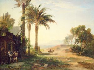 Het vertrek van de man naar Jericho (ochtend) ca. 1856 door Johann Wilhelm Schirmer