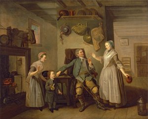 David Garrick en Mary Bradshaw in The Farmers Return door David Garrick, ca.1762