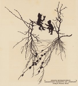 Silhouet van twee figuren zittend op een tak door Johanna Beckmann