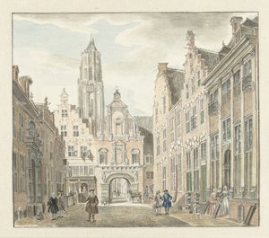 Nieuwstraat in Utrecht met gezicht op de Domtoren door Johanna de Bruyn