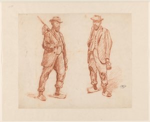 Twee studies van een lopende man door Johannes Abraham Mondt