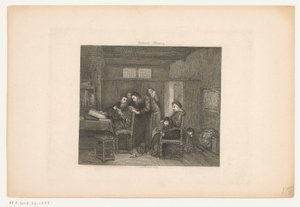 Interieur met een administrateur achter zijn bureau door Johannes Arnoldus Boland