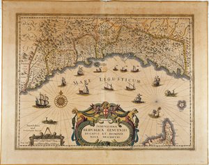 Kaart van de Republiek Genua, door Jan Baptist Vrients, kopergravure