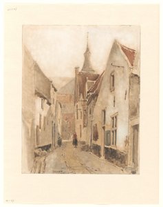 Gezicht vanuit de Ridderstraat in de Kerksteeg, Hattem door Johannes Bosboom