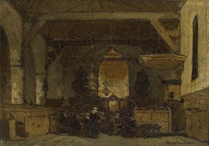 Interieur van de kerk in Maasland door Johannes Bosboom