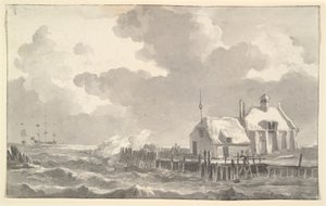 Een estuarium in een storm door Johannes Christiaan Schotel