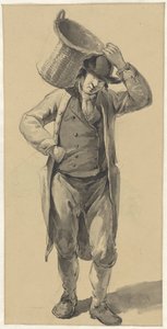 Staande man met een mand op de schouder door Johannes Christiaan Schotel