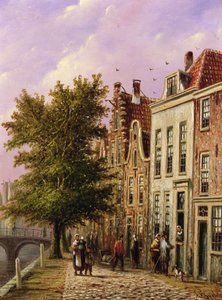 Een kanaalscène in Duitsland door Johannes Franciscus Spohler