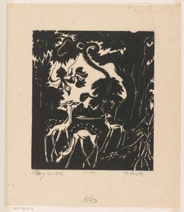 Slang met herten door Johannes Frederik Engelbert ten Klooster (signed by artist)