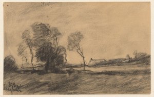 Bomen aan het water bij Laaghalen door Johannes Gijsbert Vogel