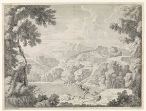 Actaeon wordt door de badende Diana in een hert veranderd door Johannes Glauber