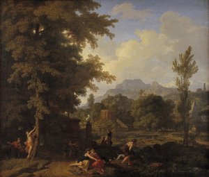 Klassiek landschap met Diana (?) en haar nimfen