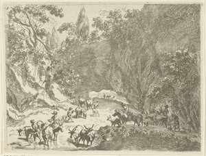 Berglandschap met herders en vee