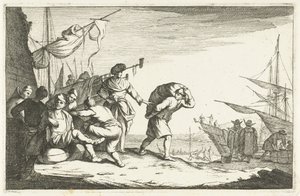 Haven met converserende kooplieden