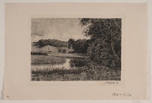 Landschap met rivier door Johannes Groth