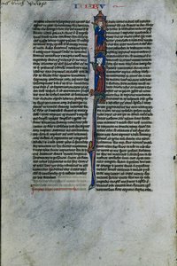 Initiaal I met Elimelech en Naomi: Blad uit een Latijnse Bijbel 1 van 2 uitgesneden bladeren, c. 1250 door Johannes Grusch Atelier