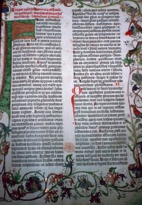Een pagina uit de Gutenberg-bijbel, 15e eeuw