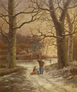 Winterbrandstof verzamelen door Johannes Hermann Barend Koekkoek