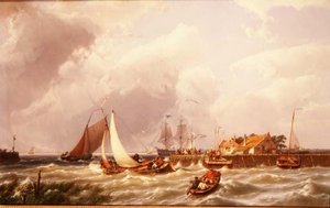 De Havenmond door Johannes Hermann Barend Koekkoek