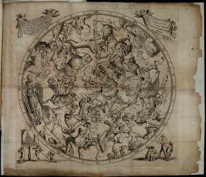 Tafel van de sterrenbeelden van het noordelijk halfrond Firmamentum Sobiescianumsive Uranographia door Johannes Hevelius