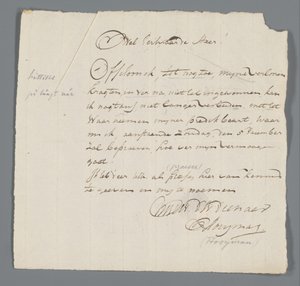 Brief van ds. Hooyman aan Jan Brandes door Johannes Hooyman