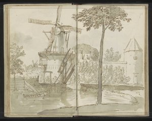 Delftse Molen aan de Spoorsingel door Johannes Huibert Prins