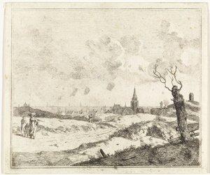Gezicht op een dorp aan zee door Johannes Huibert Prins