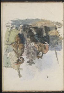 Drie mannen op een kade door Johannes Huybertus van Hove Bzn