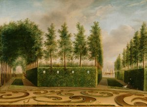 Een Formele Tuin, 1766 door Johannes Janson