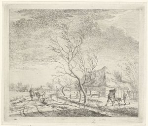 Landschap met boerderij en akker door Johannes Janson