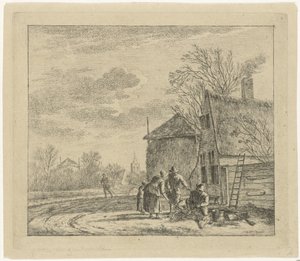Landschap met boerderij en hooischuur door Johannes Janson