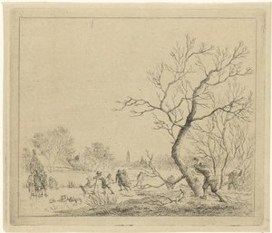 Winterlandschap met schaatsers