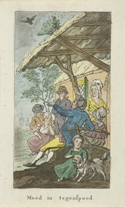 Figuren onder afdak, bij nacht (Moed in tegenspoed)