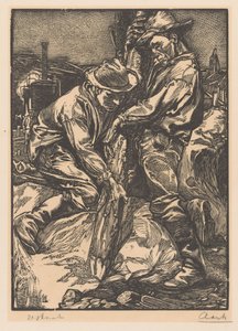 Bouwarbeiders bezig met heiwerk door Johannes Josephus Aarts (signed by artist)