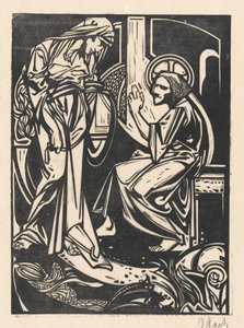 Christus en de Samaritaanse vrouw door Johannes Josephus Aarts (signed by artist)