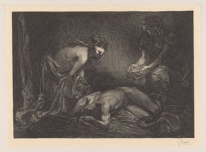 Judith en dienstmaagd met het hoofd en lichaam van Holofernes