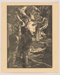 Macbeth en Banquo ontmoeten de drie heksen door Johannes Josephus Aarts