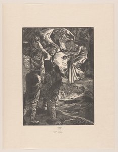 Macbeth en Banquo ontmoeten de drie heksen door Johannes Josephus Aarts
