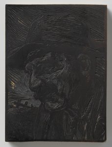 Mannenkop naar links door Johannes Josephus Aarts