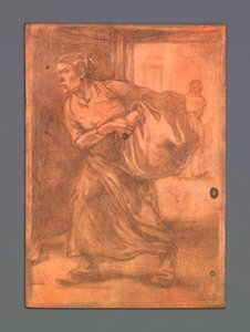 Vrouw draagt een baal door Johannes Josephus Aarts