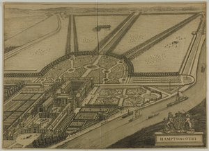 Hampton Court, plaat zes uit Britannia Illustrata