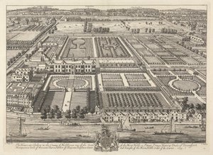 Uitzicht op Beaufort House en Chelsea 1699