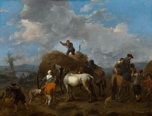Dutch: Het binnenhalen van het hooi Harvesting the Hay door Johannes Lingelbach