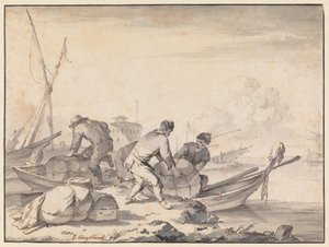 Italiaansche zeehaven door Johannes Lingelbach