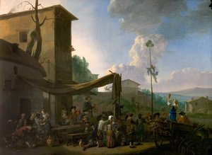 Dorpsscène met Boerenfeest