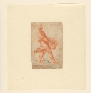 Een beeldhouwer (?) met een mand vol beeldjes door Johannes  Lutma