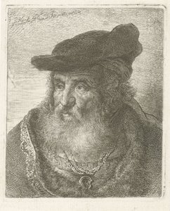 Portret van een oude man met baret door Johannes Mock