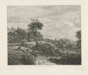 Rotsachtig landschap door Johannes Pieter de Frey