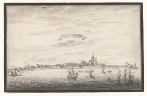 Gezicht op Colombo door Johannes Rach (possibly)