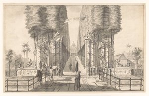Gezicht op landhuis Weltevreden te Batavia door Johannes Rach